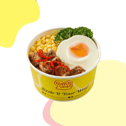 ข้าวด้งสไปซี่หมูคุโรบูตะและไข่