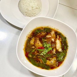 เซ็ต ต้มแซ่บขาหมู+ข้าวเปล่า+ไข่ต้ม+น้ำเก็กฮวย+น้ำแข็ง