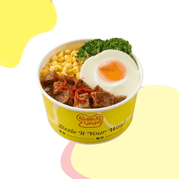 ข้าวด้งสไปซี่แฮมเบิร์กและไข่