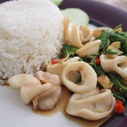 ข้าวกระเพราปลาหมึก
