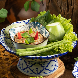 น้ำพริกปลาร้าสับสมุนไพร พร้อมผักสด