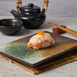 แซลมอนเบิร์นชีสไข่กุ้ง