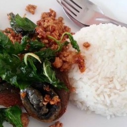 ข้าวกระเพราไข่เยี่ยวม้า