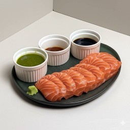 ซาซิมิ 400 กรัม ฟรีซีฟู้ด 3 วาซาบิ 5 โชยุ 5   แถมขิงดอง (ชั่งก่อนแล่)