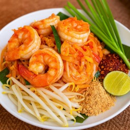 ผัดไทยโบราณกุ้งสด(กุ้งใหญ่คัดพิเศษ)