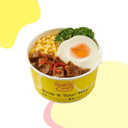 ข้าวด้งสไปซี่แฮมเบิร์กและไข่