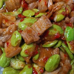 ข้าว+หมูสามชั้นผัดกะปิสะตอ
