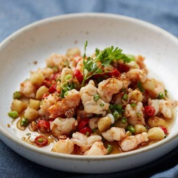 กุ้งพริกขี้หนูกระเทียมสด