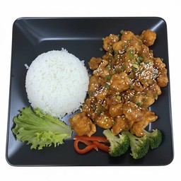 ข้าวไก่กรอบซอสบาบีคิว