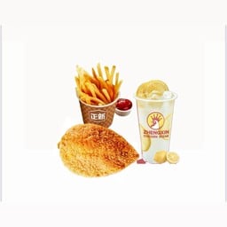 ชุดC สเต็กไก่สไปซี่+เฟรนฟรายบาง+น้ำเลมอน 1 แก้ว