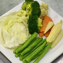 มะเขือยาวเผา+ผักต้ม