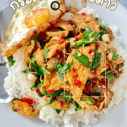 กระเพราไก่ราดข้าว