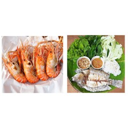 [เซตสุดฮิต] กุ้งแม่น้ำเผาปนไข่ กลาง 350 กรัม + เมี่ยงปลาเผา