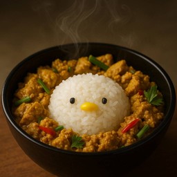 ข้าวหมูสับผัดผงกะหรี่