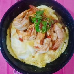 ข้าวไข่ข้น-กะเพรากุ้ง