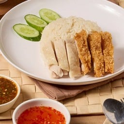 ข้าวมันไก่ผสม(ต้ม+ทอด)