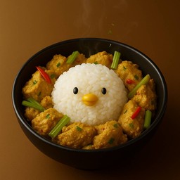 ข้าวหมูชิ้นผัดผงกะหรี่