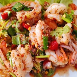 ลาบกุ้งลวกมะนาว (กุ้ง 6 ตัว)