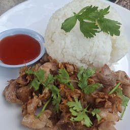 ไก่ทอดกระเทียมราดข้าว