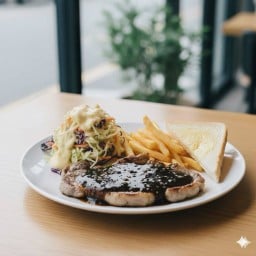 สเต็กหมูพริกไทยดำ