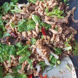 ลาบโปรตีนเกษตร ราดข้าว