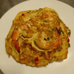 ข้าวราดไข่เจียวกุ้ง