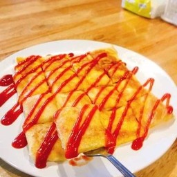 โรตีไข่สตอเบอร์รี่นม