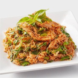 ผัดพริกวุ้นเส้นผักหวานไก่