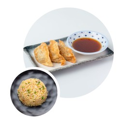 Set G เกี๊ยวซ่าทอด 3 ชิ้น+ข้าวผัดสไตล์ญี่ปุ่น