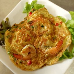 ไข่เจียวกุ้ง กับข้าว