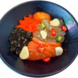 ข้าวหน้าทะเลดอง+ไข่ดองโชยุ