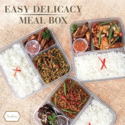 ครบรสอิ่มคุ้มในกล่องเดียว Easy Delicacy A1 ปลาดุกฟูผัดพริกขิง / ปีกไก่ทอดเกลือ / ข้าวสวย