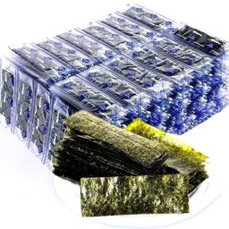 สาหร่ายทะเลปรุงรส 1 แพ๊ค มี 100 ซอง ซองละ 2 ชิ้น ) สาหร่ายซูชิ สาหร่ายห่อข้าว อร่อยถูกใจ