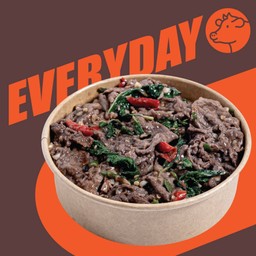 ข้าวหน้าผัดกะเพราเนื้อวากิว