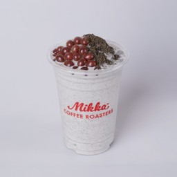 BLACK SESAME SOY MILK SHAKE WITH RED BEAN POP