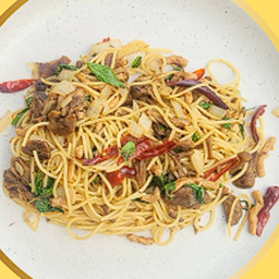 พาสต้าพริกแห้งเห็ด เจ