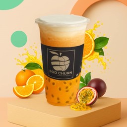 น้ำส้ม+เสาวรส ครีมชีส เย็น (แก้ว 22oz)