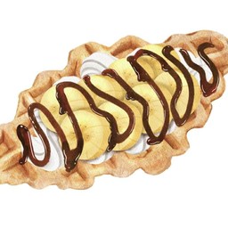 วาฟเฟิลวิปครีมกล้วยราดช็อกโกแลต