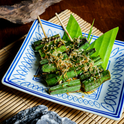 Grilled lady fingerกระเจี๊ยบย่าง