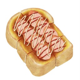 ขนมปังปิ้งพริกเผา-ไส้กรอกไก่