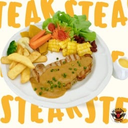 สเต็กหมูบราวน์ซอส