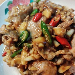 ข้าว+ผัดกระเทียมพริกสด