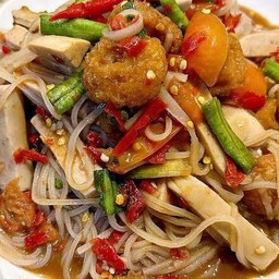 ตำเส้นเล็ก แคบหมู+หมูยอ