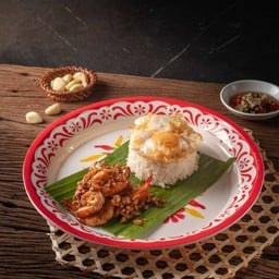 ข้าวกุ้งทอดกระเทียม+ไข่ดาว