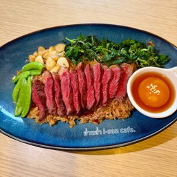 พิคานย่า(Au)ข้าวกระเพรากรอบมันเนื้อ+ไข่ดองอารมณ์ดี