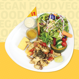 สลัดเต้าหู้เจ และเห็ด 3 อย่าง