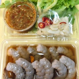 กุ้งแช่น้ำปลากวน+ชุดผักเคียง+น้ำจิ้มซีฟู้ดเด็ดๆๆ