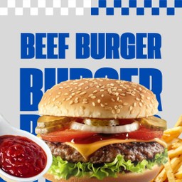 เบอร์เกอร์เนื้อ สโมคบาบีคิวซอส + เฟรนช์ฟรายส์