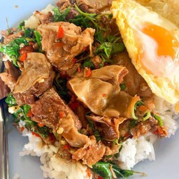 ข้าวลาดกระเพราหมูตุ๋น