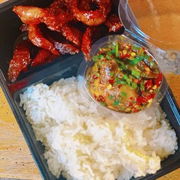 เนื้อแดดเดียว+ข้าวเหนียว+แจ่วมะกอก